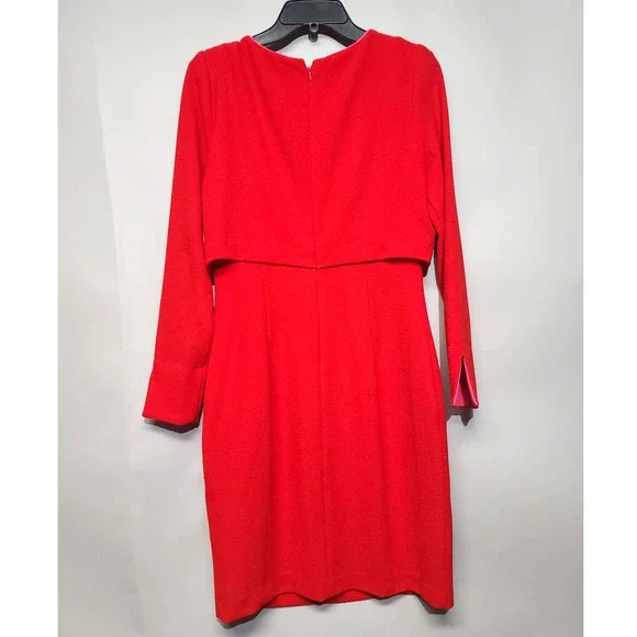 Badgley Mischka Red Long Sleeve Dress - Picture 2 of 6